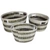 Stackable Storage Laundry Baskets Set of 3 with Hollowed Handles