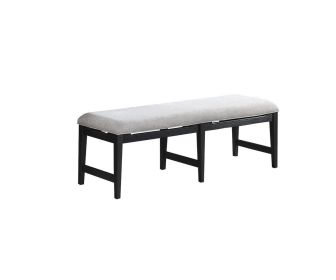 Modern 1pc Dining Bench Black Frame Upholstered Cushion Plush Comfort Seat Kitchen Dining Room Furniture