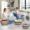 Stackable Storage Laundry Baskets Set of 3 with Hollowed Handles