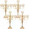 4 Pcs 25.6' 5 Arm Candle Holder Centerpieces Gold Crystal Centerpieces Crystal Candle Holders Dining Table Center Vase Kerzen