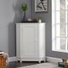 White Bathroom Cabinet Triangle Corner Storage Cabinet with Adjustable Shelf Modern Style MDF Board (Old SKU:WF291477AAK)