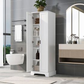 Storage Cabinet with Two Doors for Bathroom, Office, Adjustable Shelf, MDF Board, White (Old Sku:WF302824AAK)