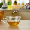 Curved Handle Honey Mixer Stainless Steel Honey and Syrup Dipper Honey Stirrer Spoon for Pot Jar Container