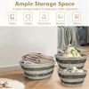 Stackable Storage Laundry Baskets Set of 3 with Hollowed Handles