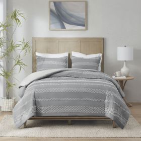 3 Piece Clipped Jacquard Duvet Cover Set