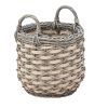 Zita Round Resin Woven Wicker Multi-Use Storage Basket with Handles - 18" x 18" x 19.6" - White-Gray - For Towel, Toys