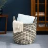 Zita Round Resin Woven Wicker Multi-Use Storage Basket with Handles - 18" x 18" x 19.6" - White-Gray - For Towel, Toys