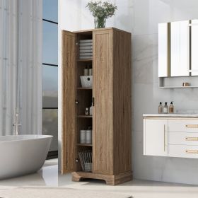 Storage Cabinet with Two Doors for Bathroom, Office, Adjustable Shelf, MDF Board, Brown (Old Sku:WF302824AAD)