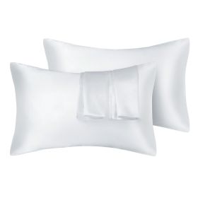 75D Satin Artificial Silk Pillowcase (Option: White-Standard 20X26in)