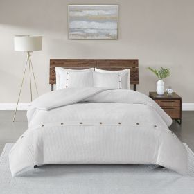 3 Piece Cotton Waffle Weave Duvet Cover Set (Color: as Pic)