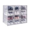 Set of 12 Stackable Clear Plastic Transparent Shoe Storage Box in Home