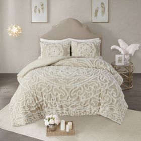 3 piece Tufted Cotton duvet cover set (Color: as Pic)