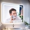 Wisfor LED Lighted Smart Bathroom Mirror 3X Lighted Magnifier Wall Mounted White Light Front Backlit Dimmable Anti-Fog