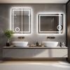 Wisfor LED Lighted Smart Bathroom Mirror 3X Lighted Magnifier Wall Mounted White Light Front Backlit Dimmable Anti-Fog